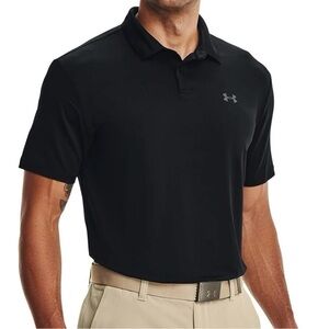 Under Armour Black Athletic Golf Polo Shirt Men’s LG Loose Fit